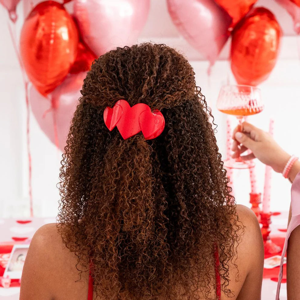 Teleties - Red Heart to Heart Large Flat Hair Clip