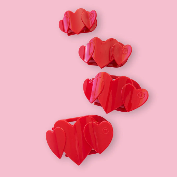 Teleties - Red Heart to Heart Large Flat Hair Clip