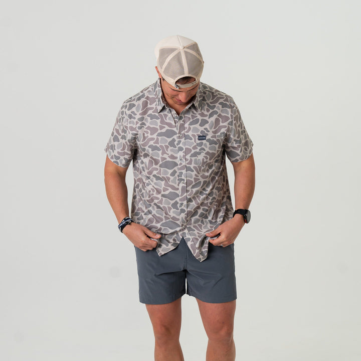 Burlebo Performance Button Up-Classic Deer Camo