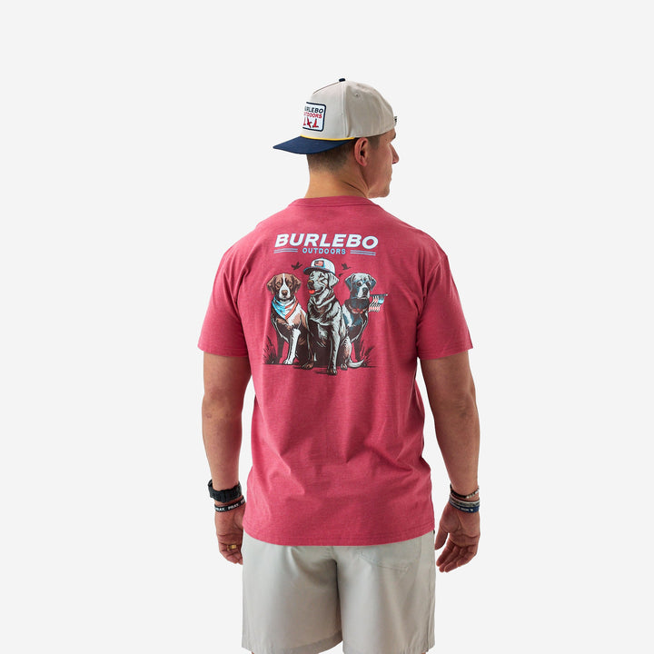 Burlebo Short Sleeve Tee - American Dogs - Heather Crimson