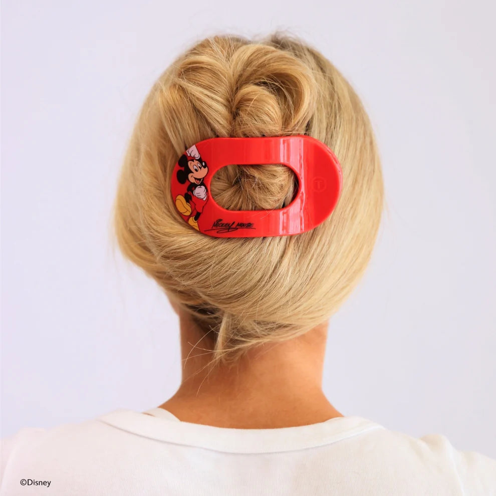 Mickey Mouse Large Flat Round Hair Clip - Large-Red