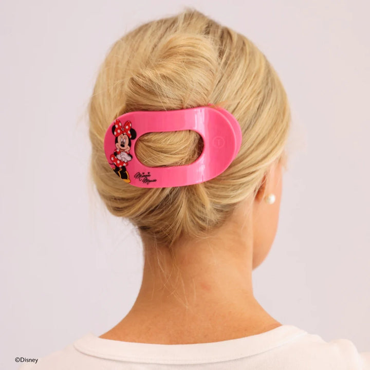 Minnie Mouse Large Flat Round Hair Clip - Large-Pink