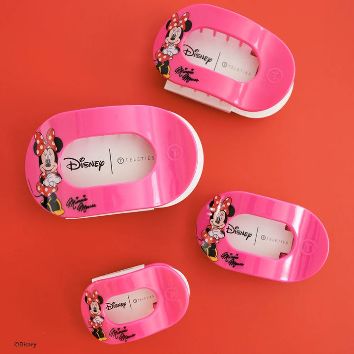 Minnie Mouse Large Flat Round Hair Clip - Large-Pink