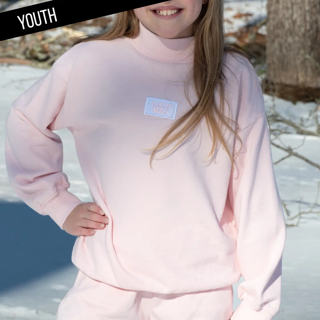 Lulu Mac-Longsleeve Terry Cloth Top-Light Pink Youth