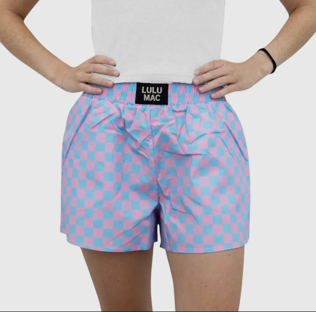 Lulu Mac Checkered Boxer Short - Blue/Pink