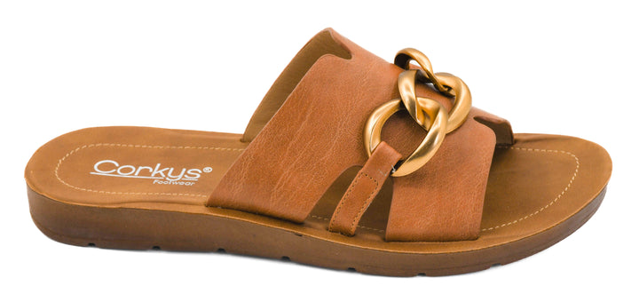 Corkys Chain Letter Sandal-Cognac