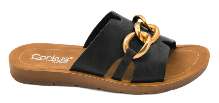 Corkys Chain Letter Sandal-Black