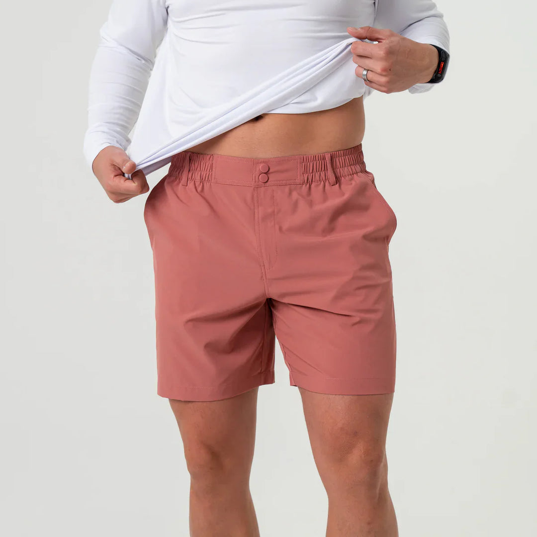 Burlebo-Everyday Short - Red Clay Fish Pocket 7” Inseam