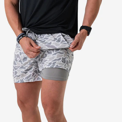 Burlebo-Athletic Short - White Camo - Grey Liner