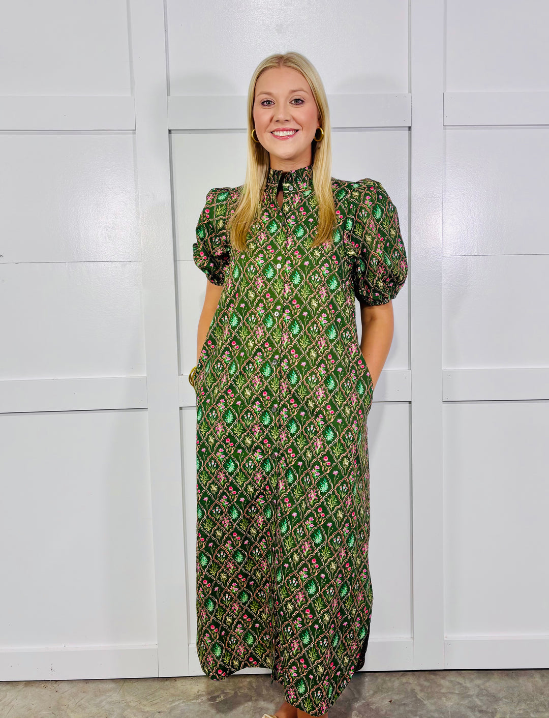 Lovely Fall Pine Midi Dress (LH)