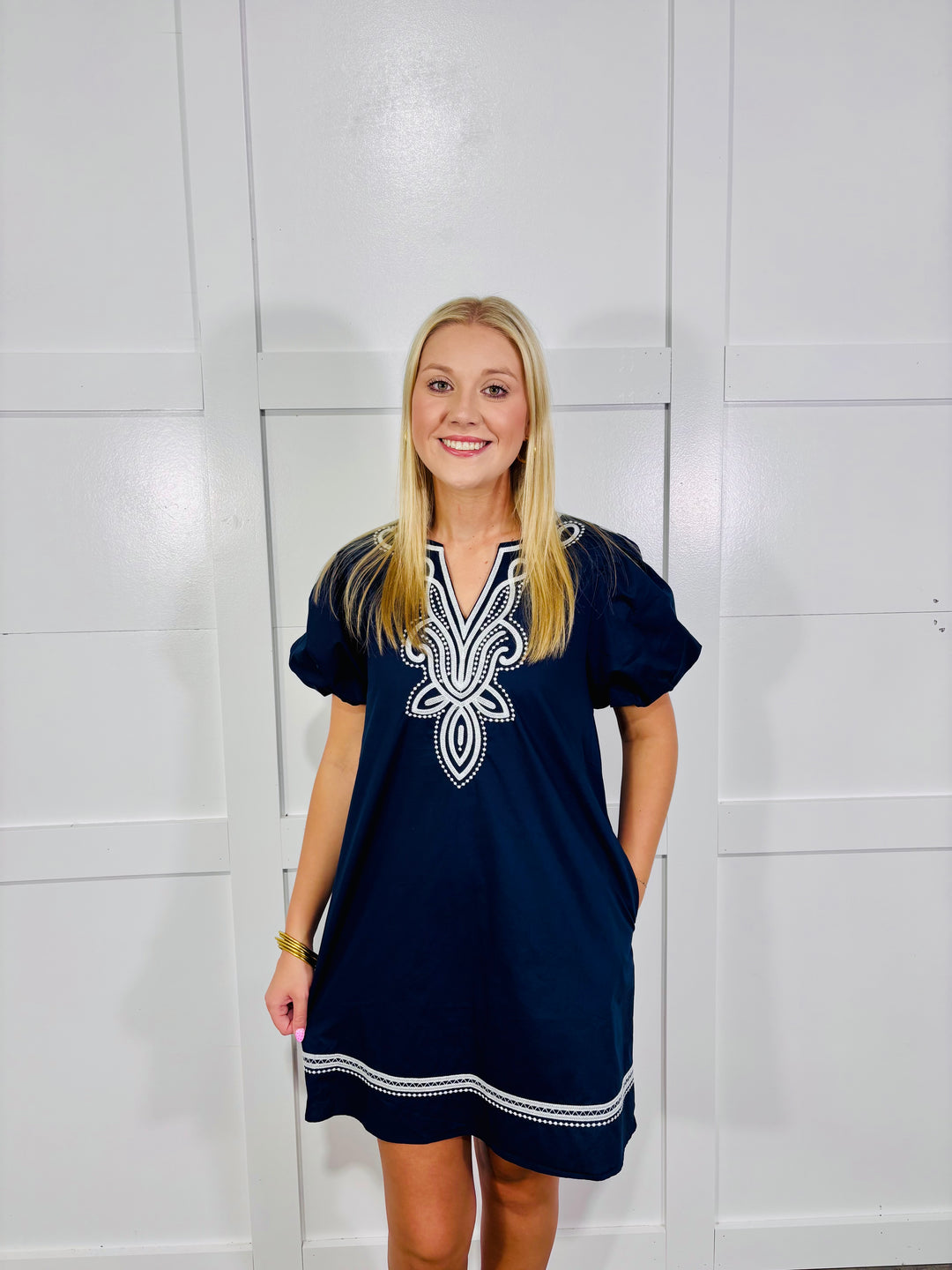 Navy Short Sleeve Fall Dress (LH)