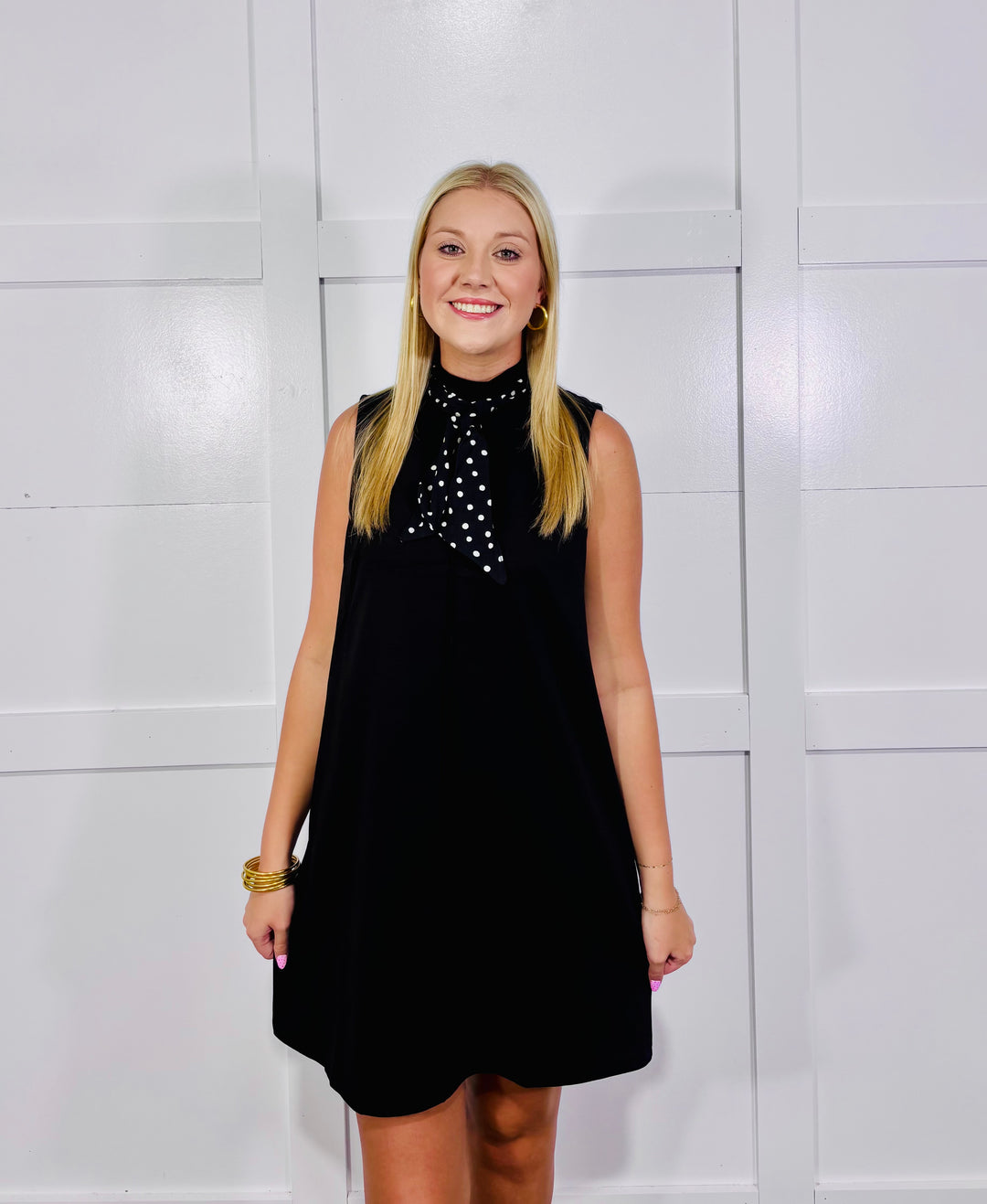 Polka Dot Scarf Black Dress (LH)