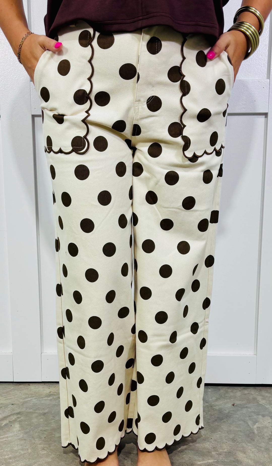 Polka Dot Brown Scallop Pants (LH)