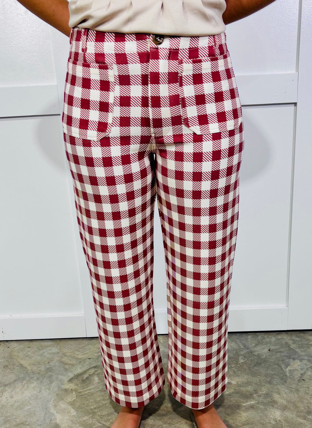 Gingham Wide Leg Pants Rust (LH)