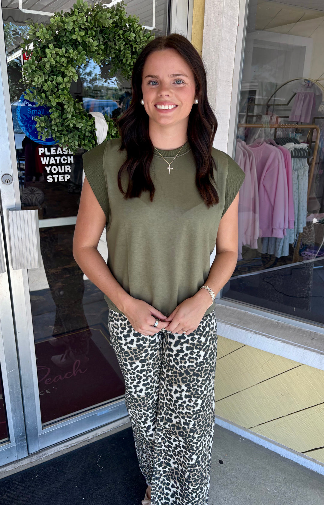 Solid Cap Sleeve Olive Top (LH)