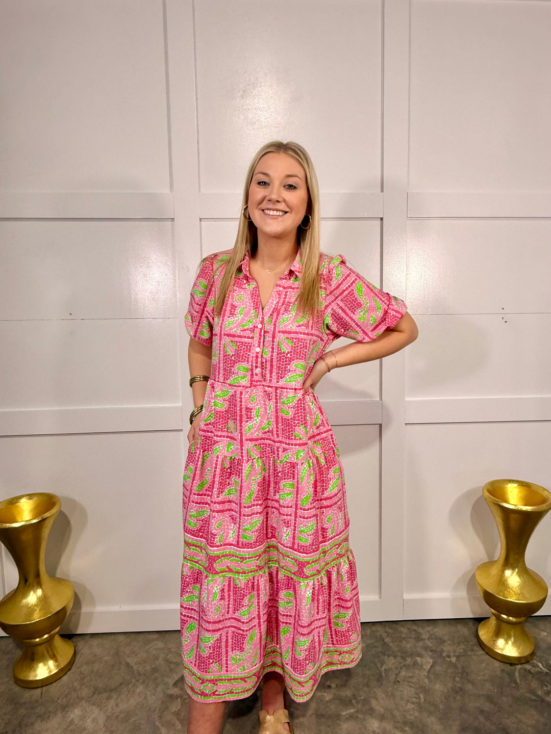 Eloise Dress Trellis Tiles