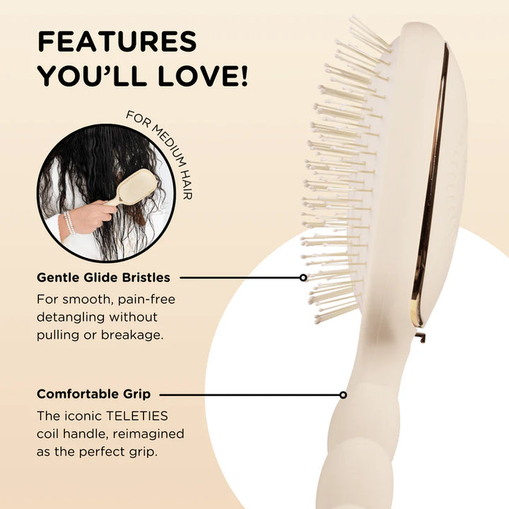 Teleties-Detangler Hair Brush for Medium Hair - Tan