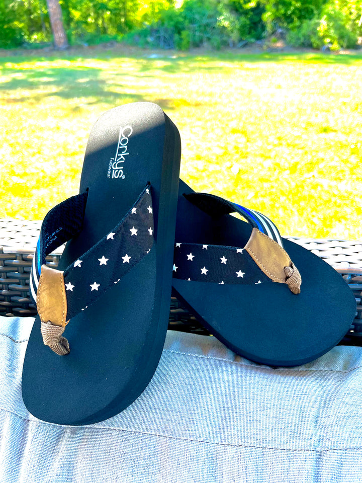 Corkys-Black With Blue 2- Navy
