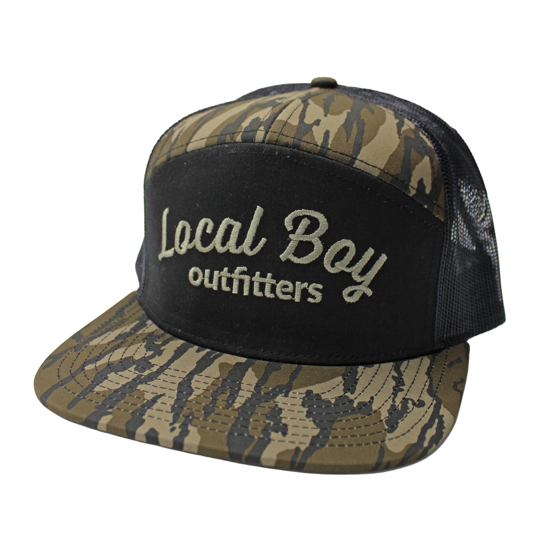 Local Boy Simple Script 7 Panel Hat Mossy Oak Original Bottomland (Bark)
