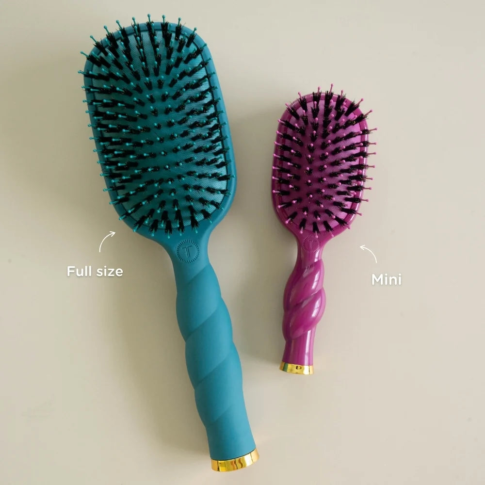 Teleties-Mini Boar Bristle Hair Brush - Mulberry