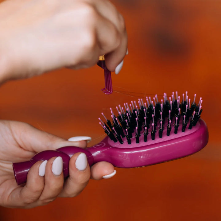 Teleties-Mini Boar Bristle Hair Brush - Mulberry