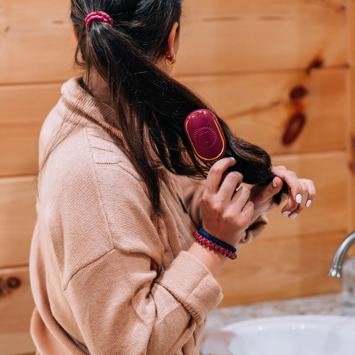 Teleties-Mini Boar Bristle Hair Brush - Mulberry