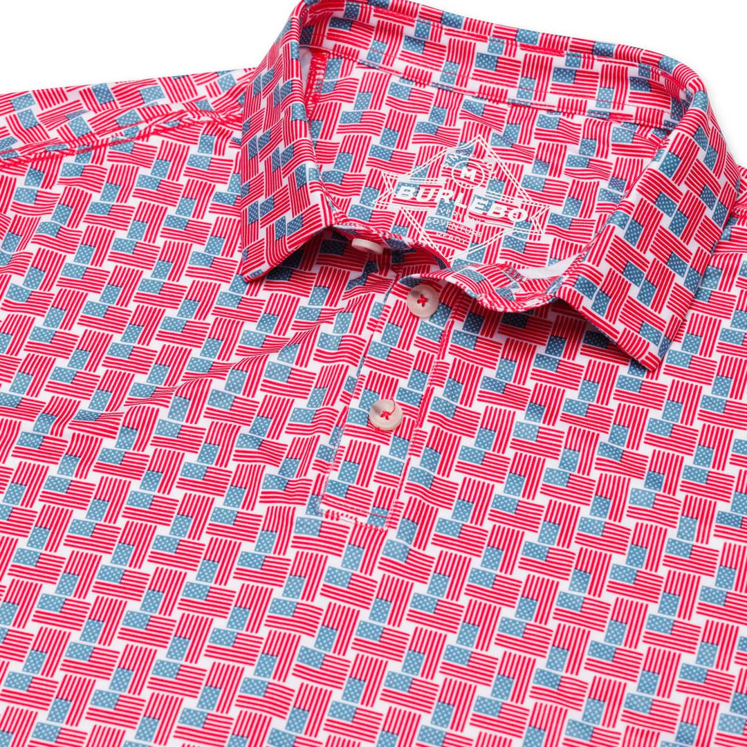 Burlebo-Performance Polo - American Flag Print
