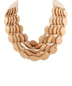 5 Row Marble Disk Bead Statement Necklace Beige (LH)