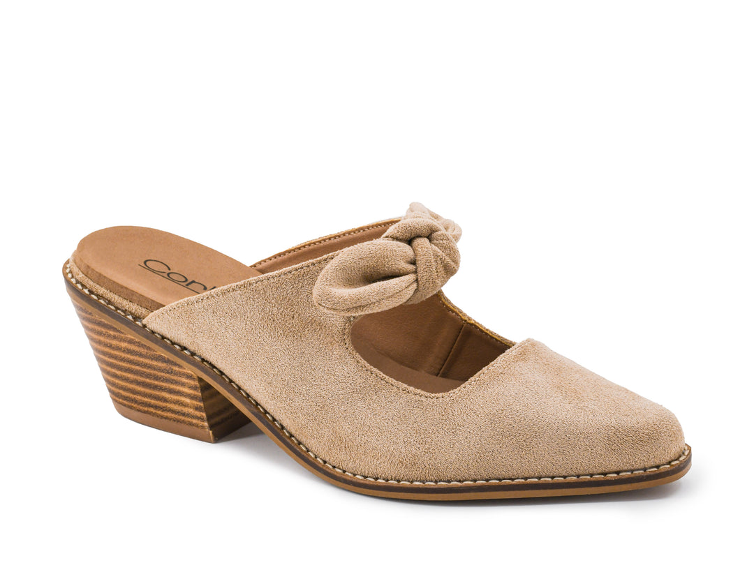 Corkys-Oh Bow She Didnt-Mule-Camel Faux Suede