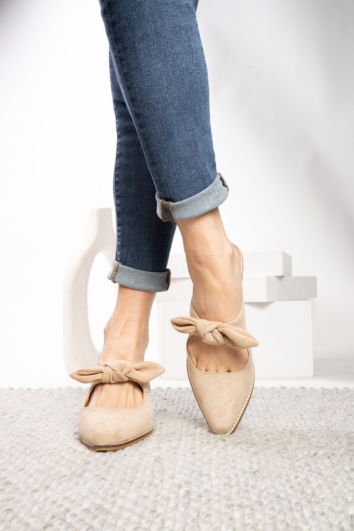 Corkys-Oh Bow She Didnt-Mule-Camel Faux Suede