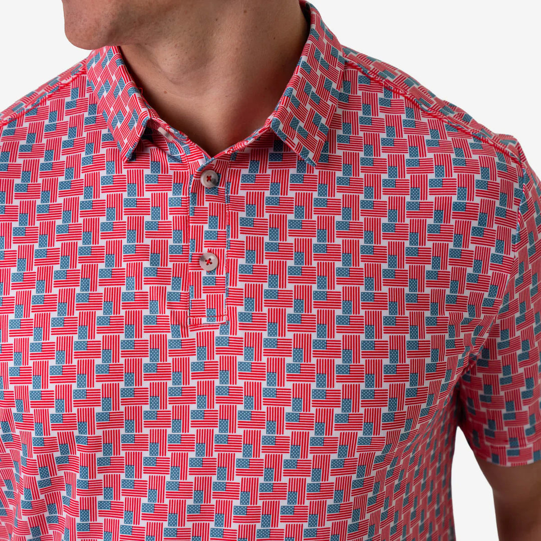 Burlebo-Performance Polo - American Flag Print