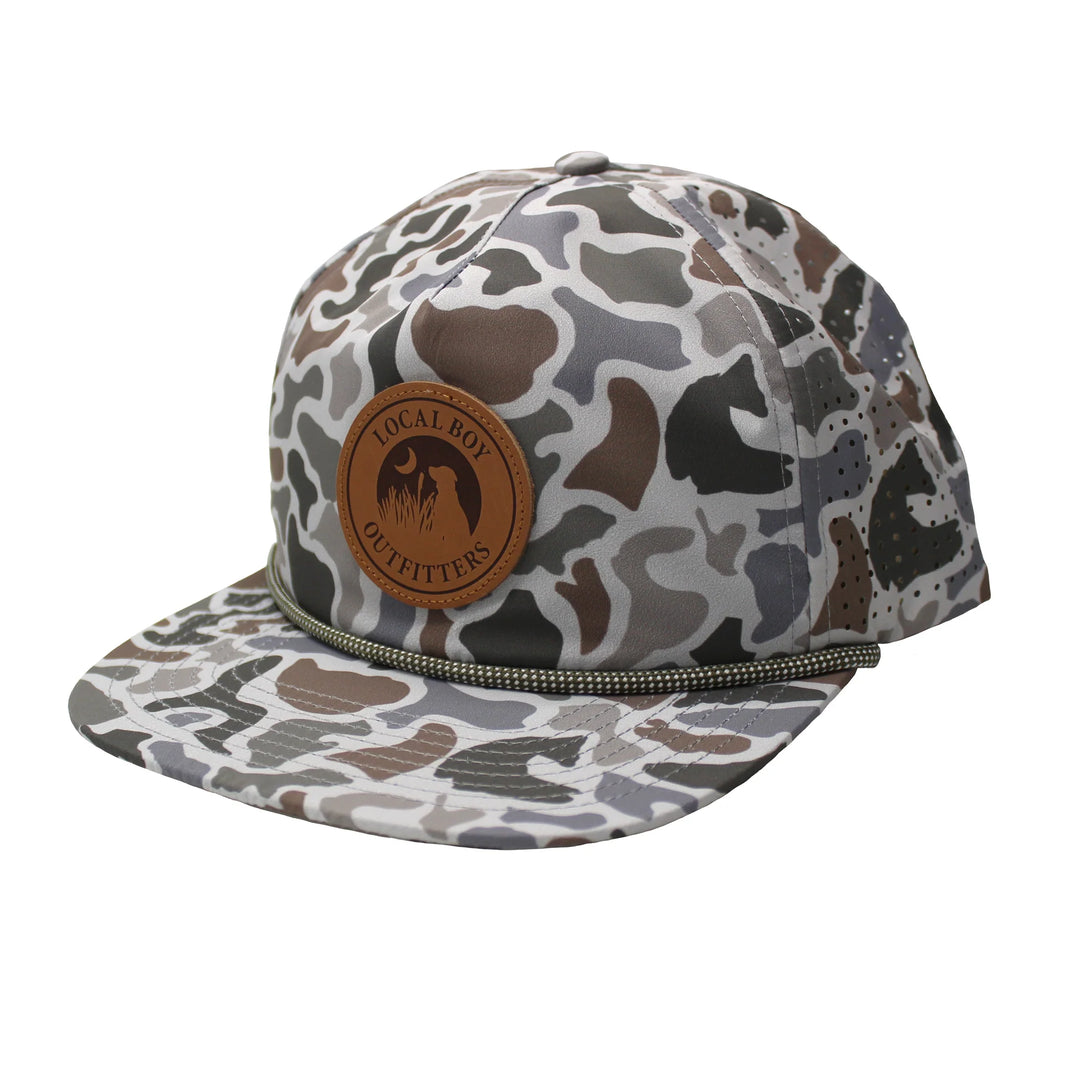 Leather Patch Perforated Low Profile Rope Hat (BARK)