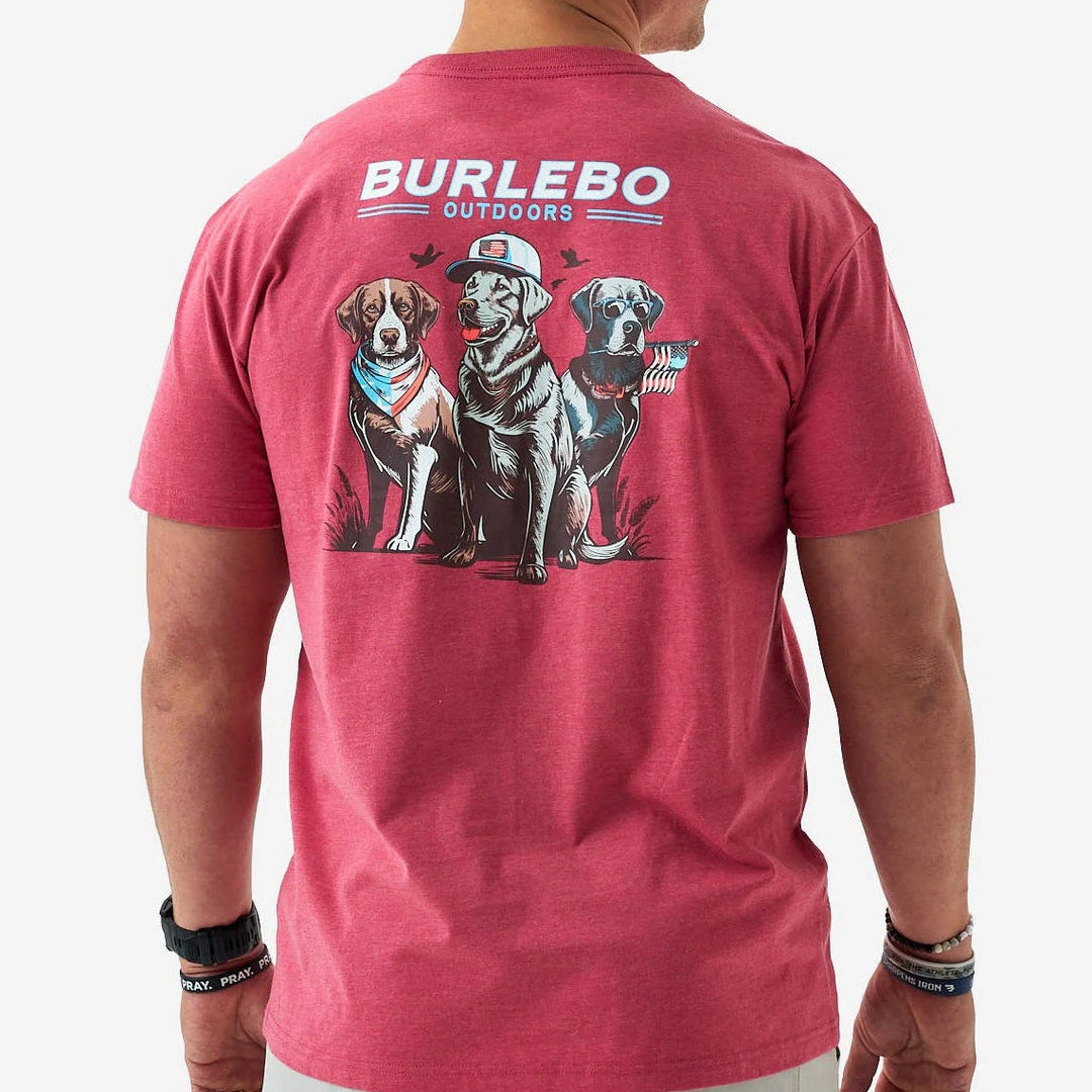 Burlebo-Short Sleeve Tee - American Dogs - Heather Crimson