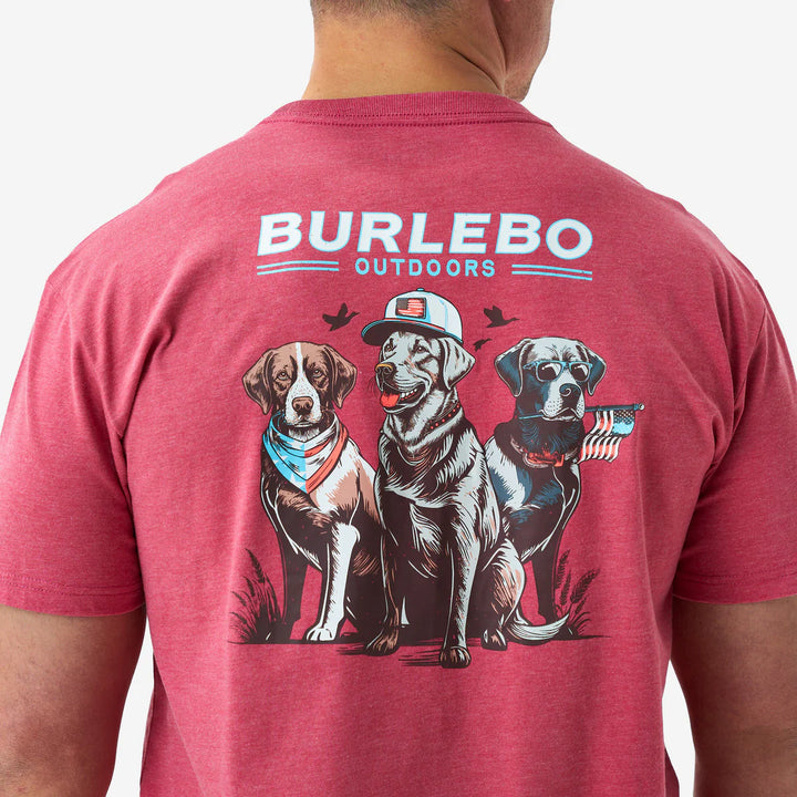 Burlebo-Short Sleeve Tee - American Dogs - Heather Crimson