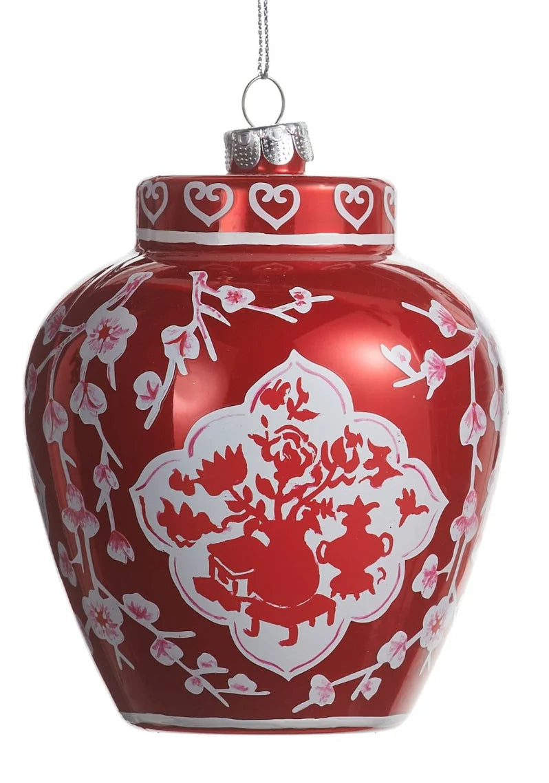 RAZ Imports Red & White Chinoiserie Ornament (LH)