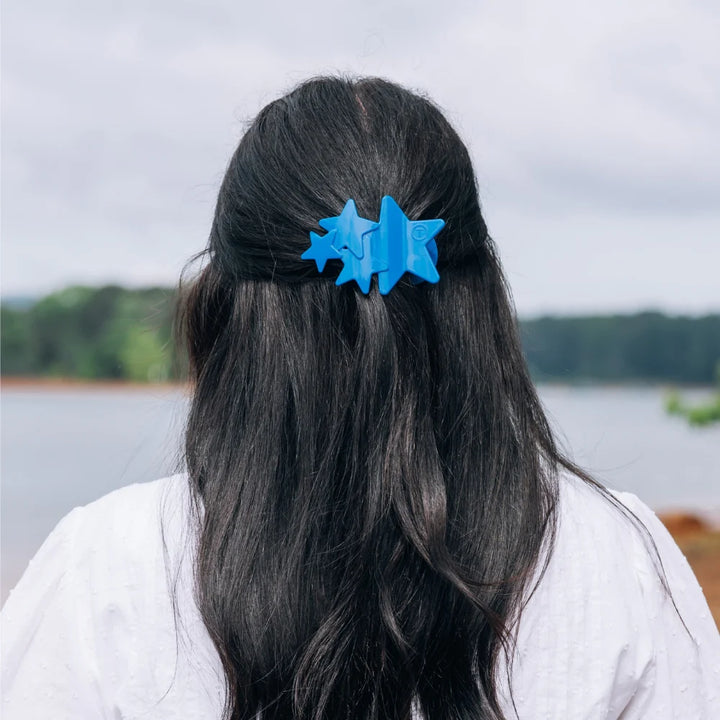 Teleties-Blue Shooting Star Medium Flat Hair Clip