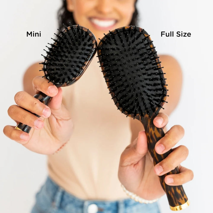 Teleties-Mini Boar Bristle Hair Brush - Tortoise