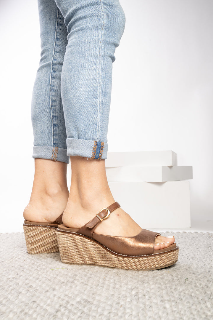 Corkys-Treat Yourself Wedge Shoe-Bronze Combo