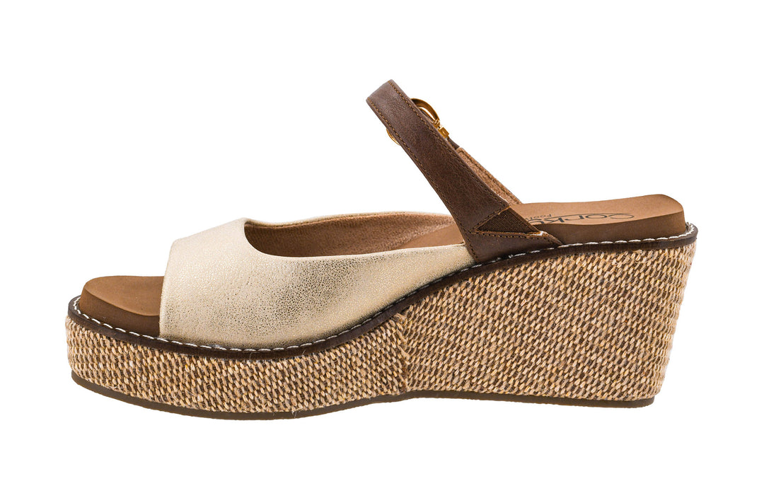 Corkys-Treat Yourself Gold Wedge Shoe-Gold Combo