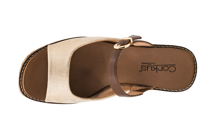 Corkys-Treat Yourself Gold Wedge Shoe-Gold Combo