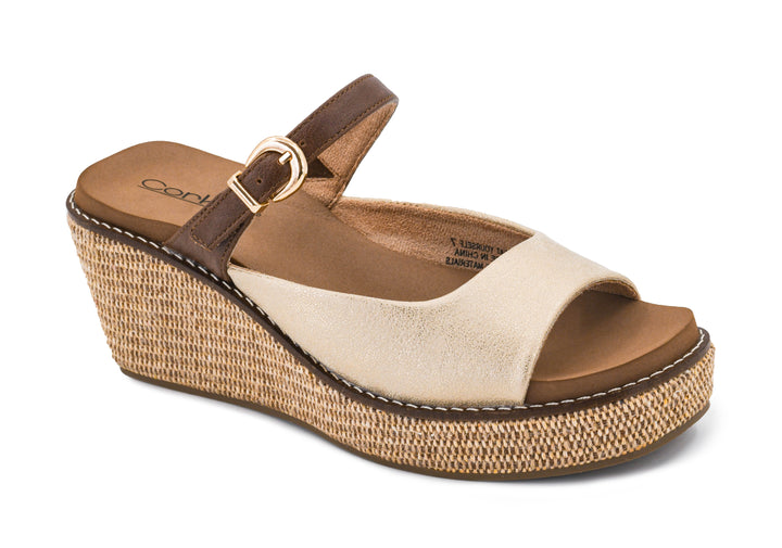 Corkys-Treat Yourself Gold Wedge Shoe-Gold Combo