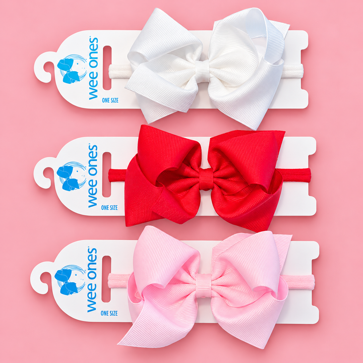 Wee Ones-Mini King Grosgrain Hair Bow on Baby Band