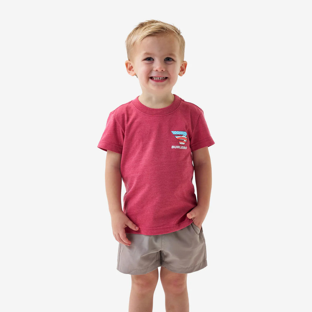 Burlebo-Youth Short Sleeve Tee - American Dogs - Heather Crimson