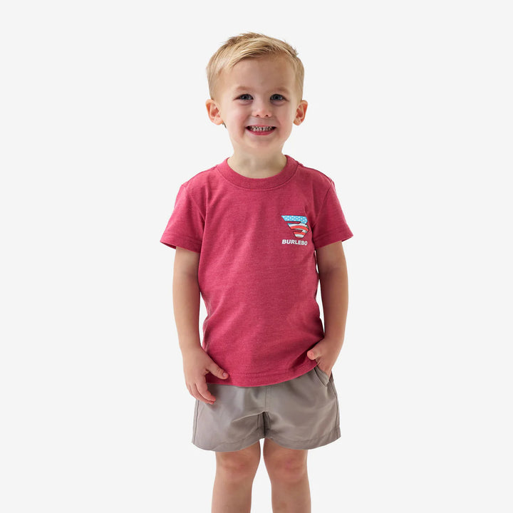 Burlebo-Youth Short Sleeve Tee - American Dogs - Heather Crimson