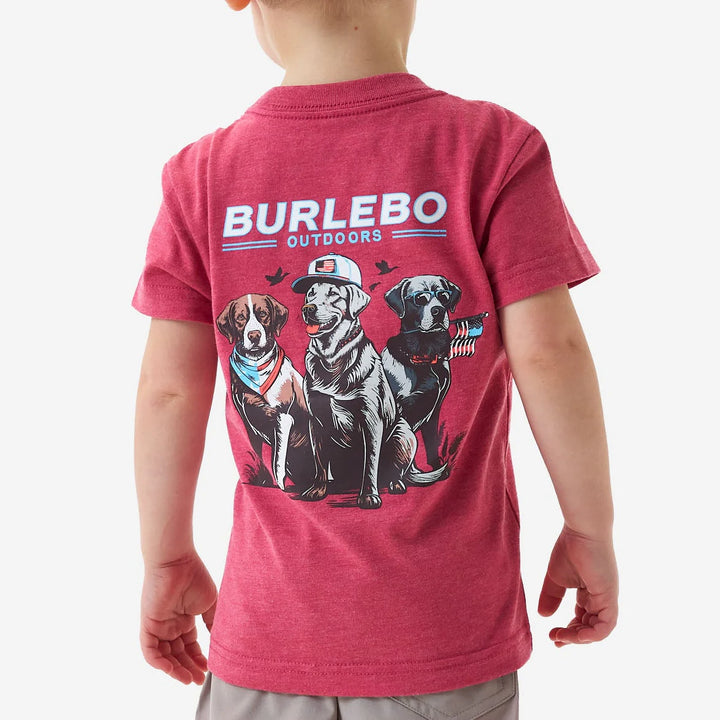 Burlebo-Youth Short Sleeve Tee - American Dogs - Heather Crimson