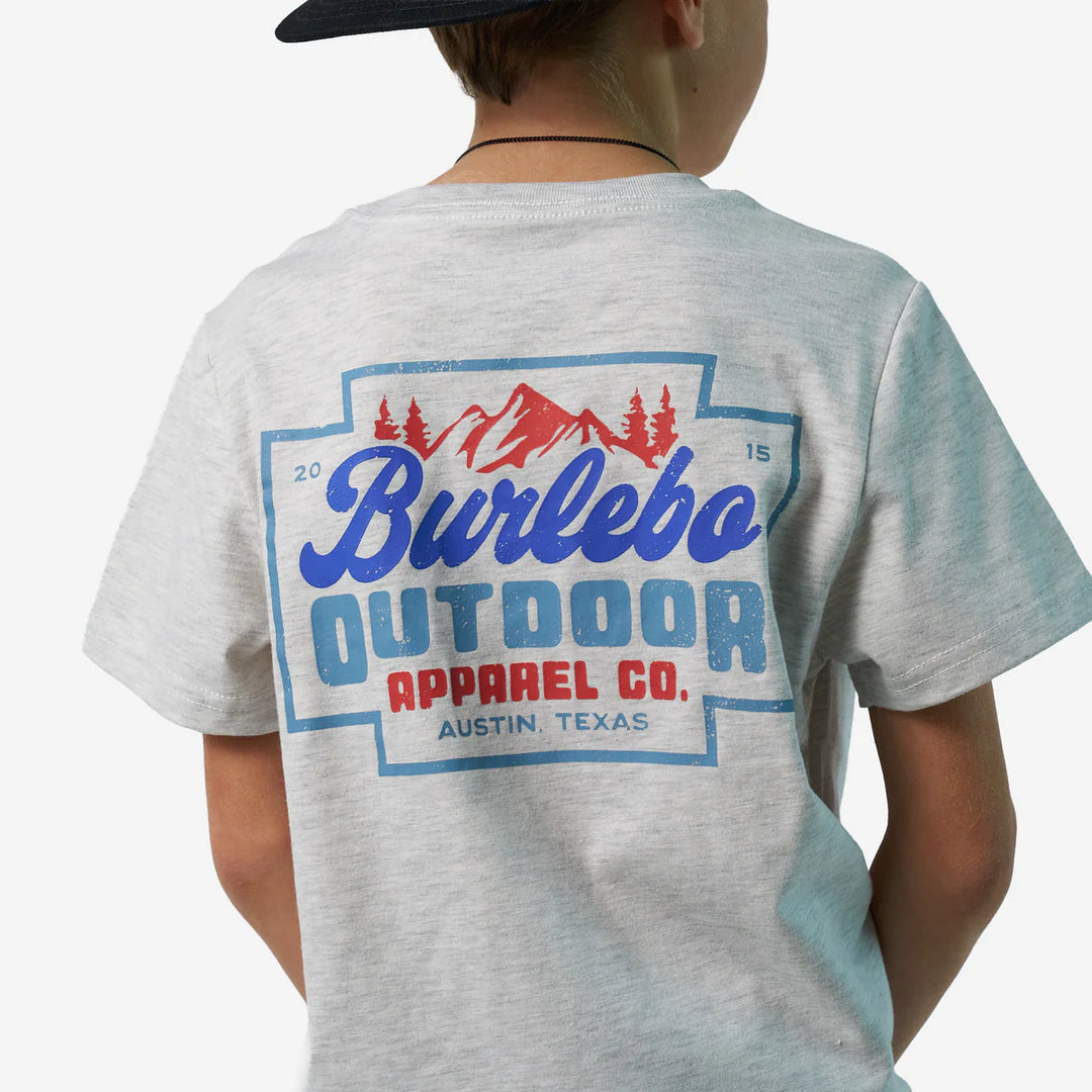 Burlebo-Youth Short Sleeve Tee - Mountain Range - Ash Grey