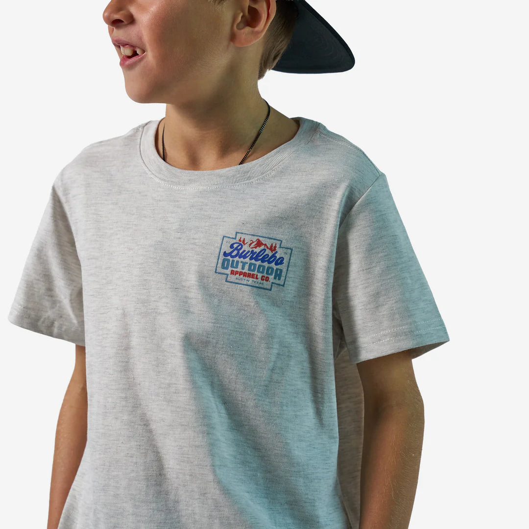 Burlebo-Youth Short Sleeve Tee - Mountain Range - Ash Grey