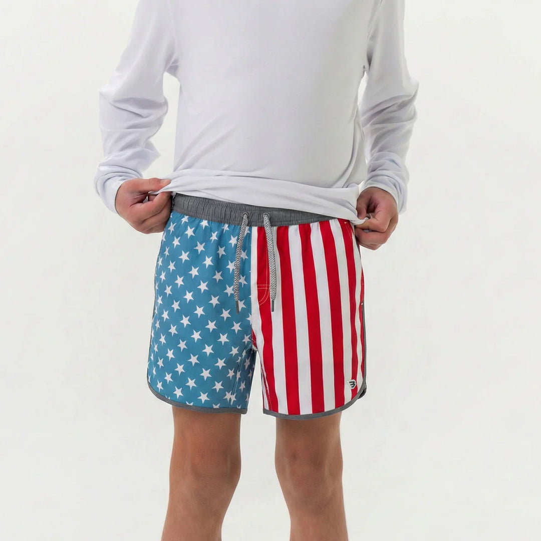 Burlebo-Youth Swim Trunk - Throwback USA