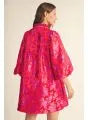 Floral Red & Pink Puff Sleeve Dress (LH)