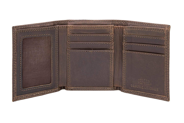 Zep-Pro Maltese Cross Leather Trifold Wallet-Crazy Horse